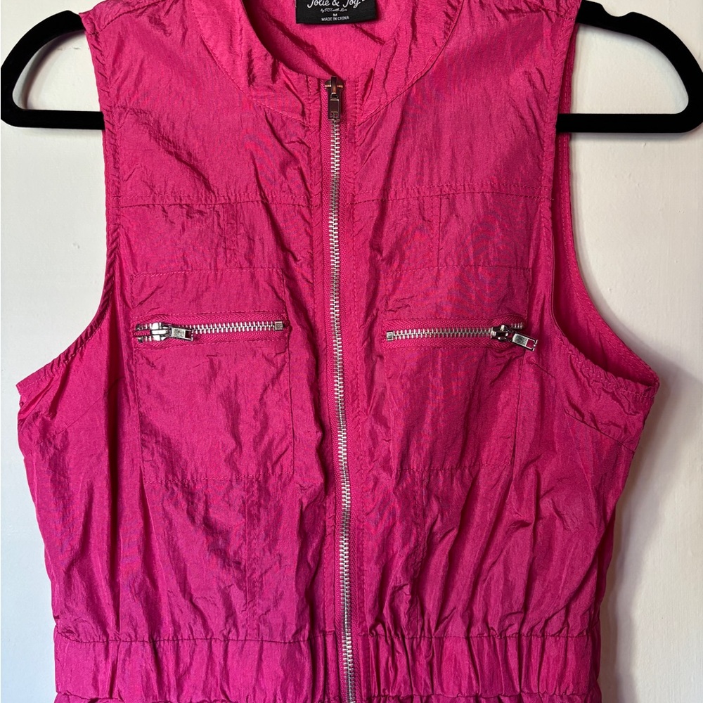 Vibrant Pink Jumpsuit CARGO POCKETS elastic waist - Picture 4 of 7